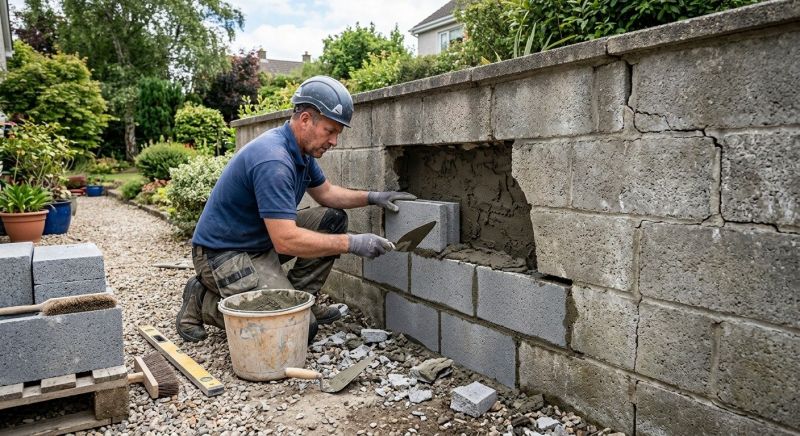 Concrete Block Wall Repair in Sonoma County, CA